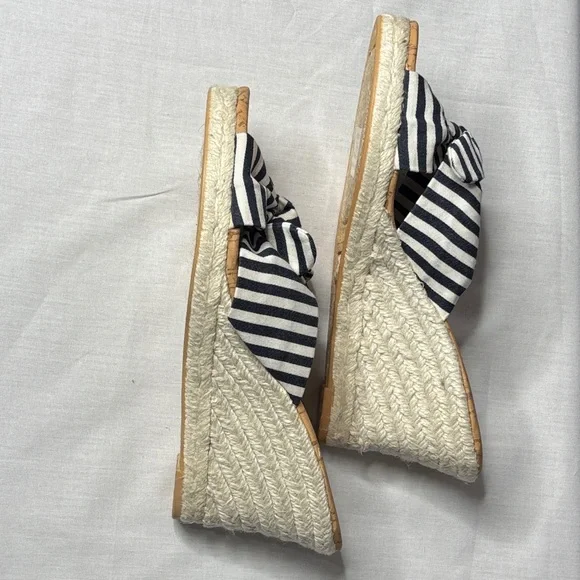 🖤 Chico’s Black & White Striped Espadrilles Heel Size 8 New 🖤 - Picture 11 of 12